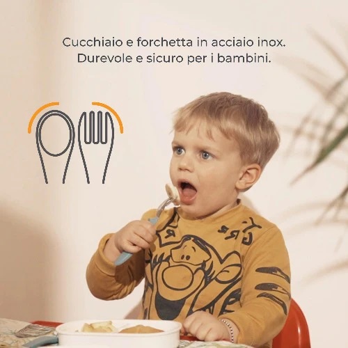 2 pz in Silicone Baby cucchiai forchetta per il bambino posate Set