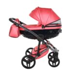 Junama Diamond Fluo 3 in 1 Pelle Corallo Navicella Nera Telaio Grigio