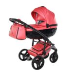 Junama Diamond Fluo 3 in 1 Pelle Corallo Navicella Nera Telaio Grigio