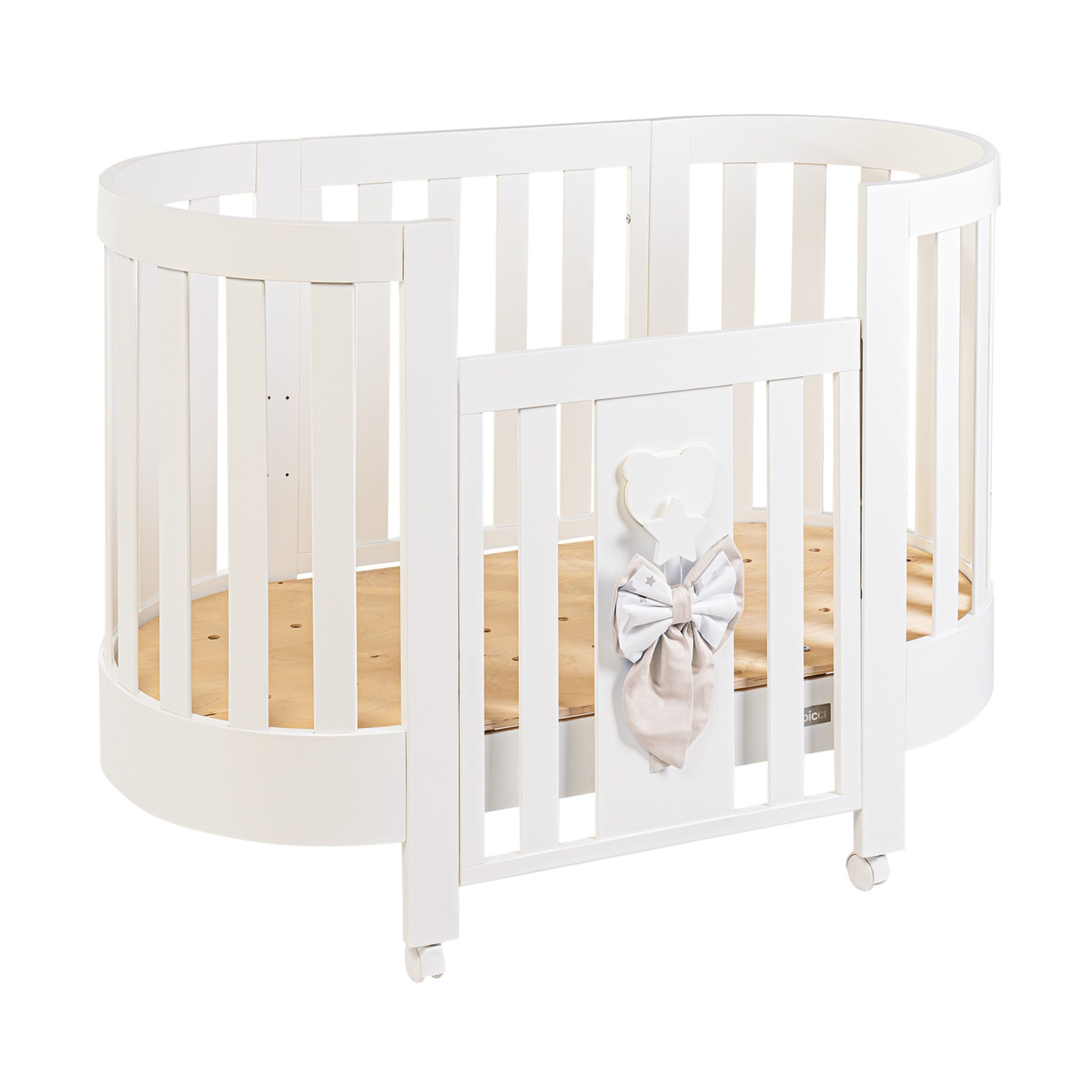 Letto ovale Dream Rondò completo di materasso, applicativo e fiocco Picci Letto ovale Dream Rondò Tortora