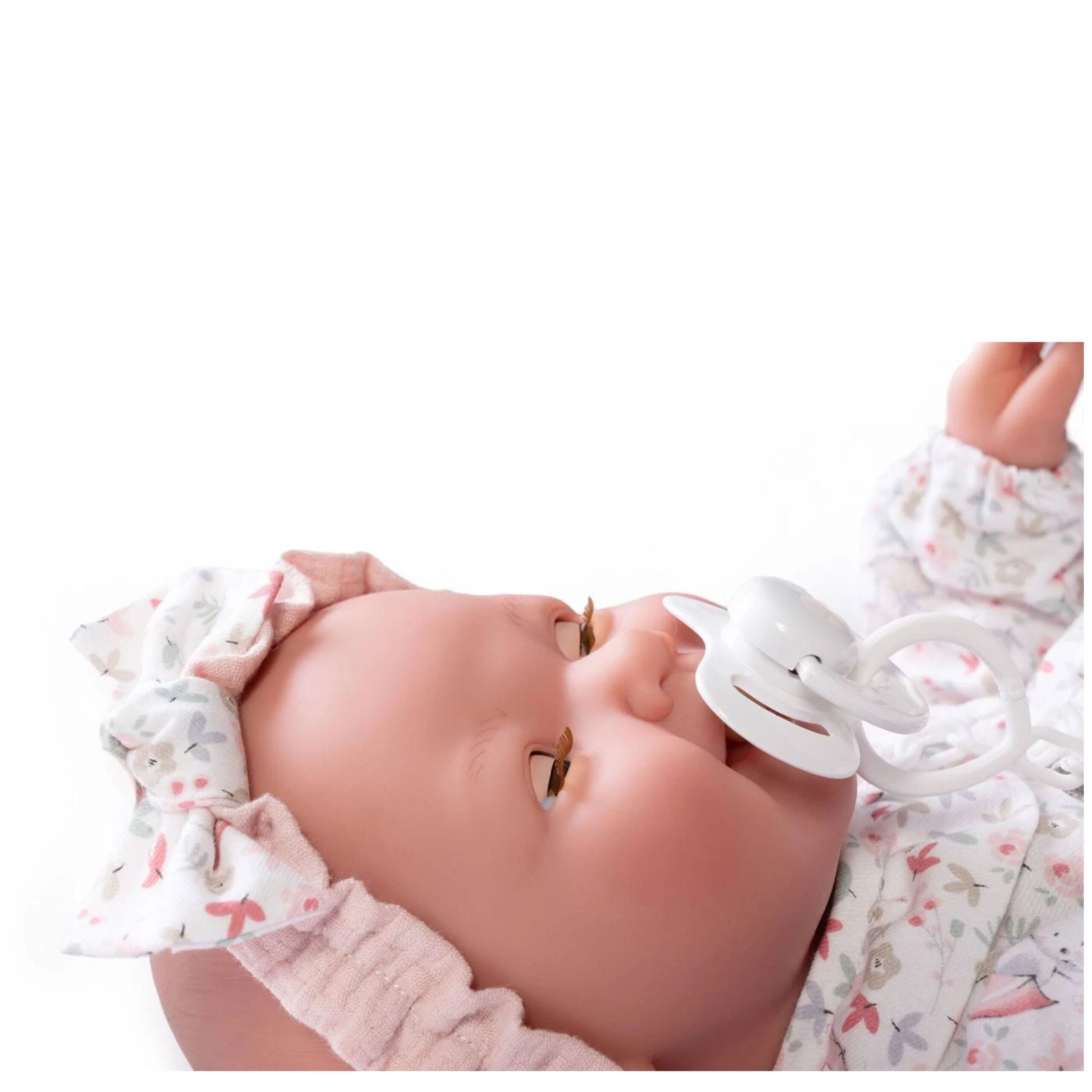 Antonio Juan - Bambola Nica Con Cuscino Rosa - 40 Cm - Vinile E Corpo Morbido - Articolata - Made In Spain