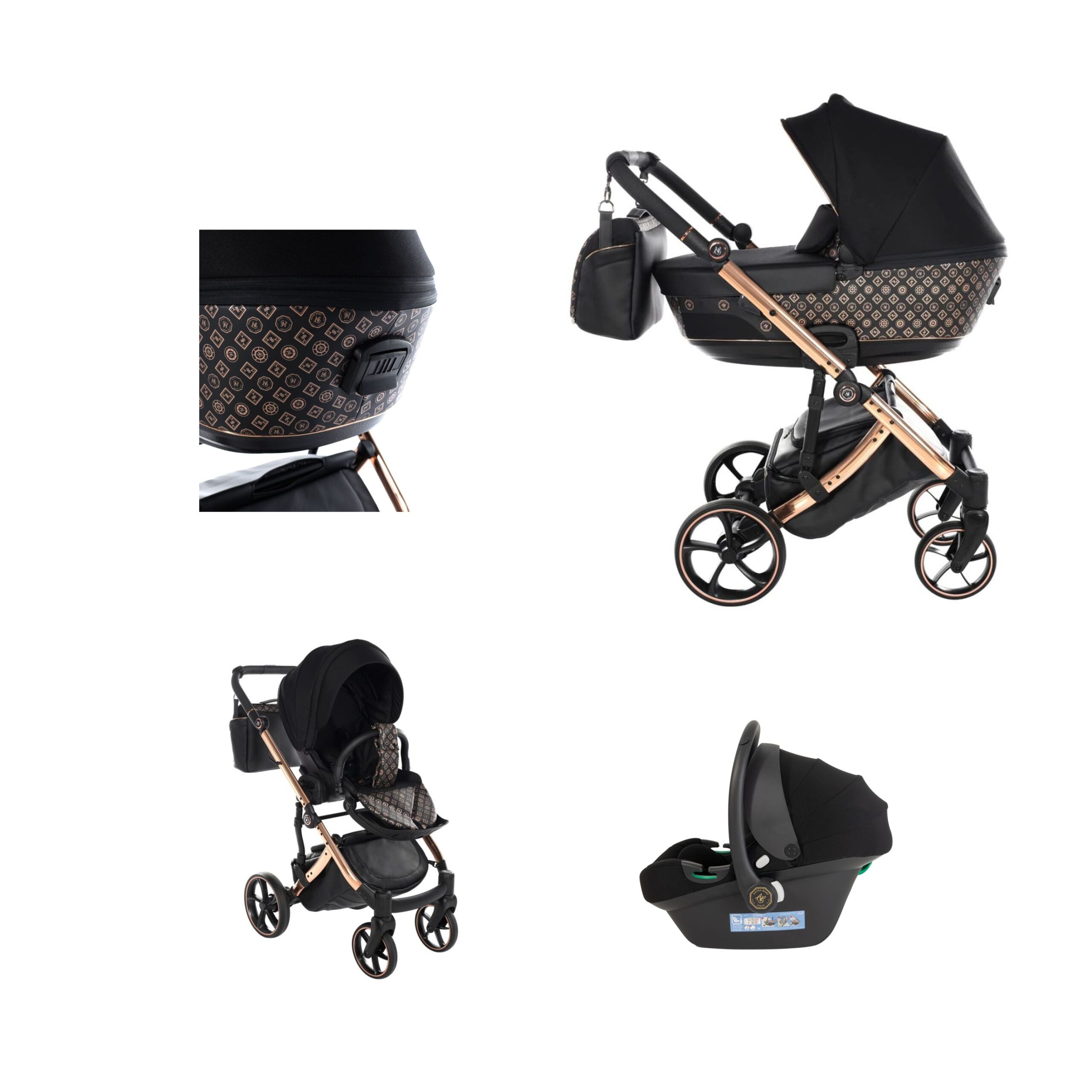 Antes Trio Baby Monogramm Schwarzer Rahmen Rosgold - Baby House Shop