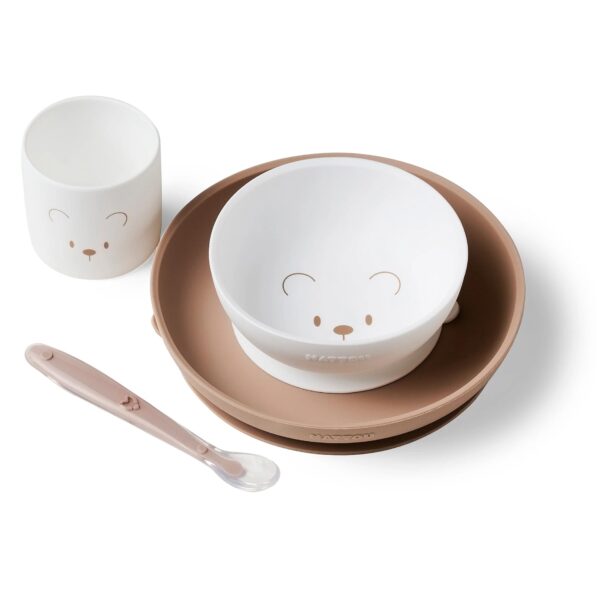 Nattou Set Pappa Silicone Bianco Beige