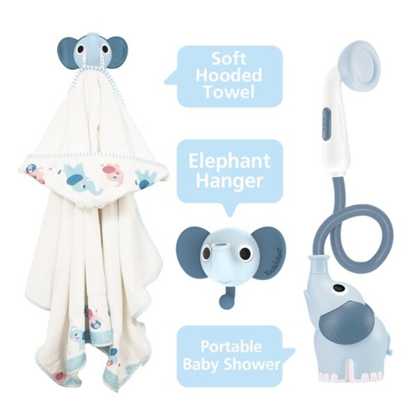 YooKidoo Elephant Baby Shower Bath Set Cloudy Blue