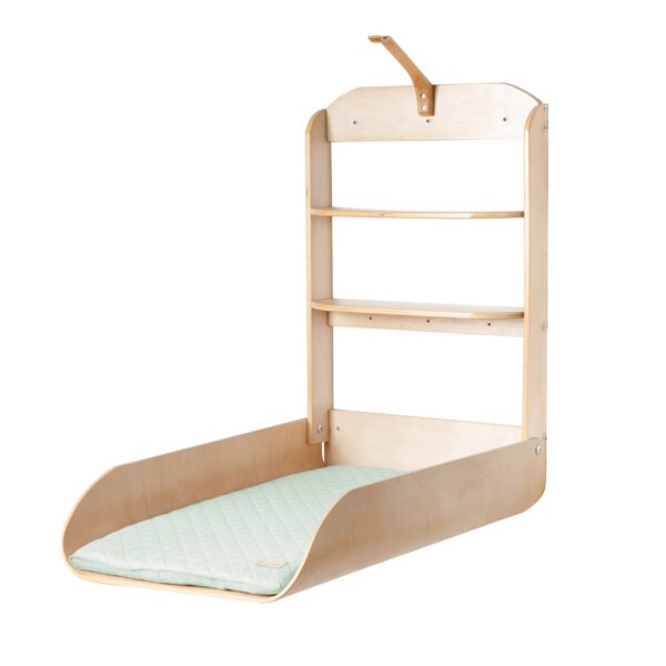 Table à langer murale Roba en bois profilé avec matelas vert