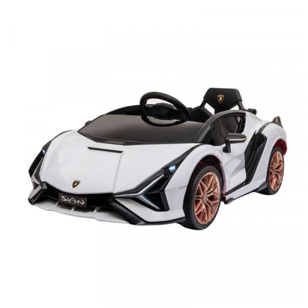 Aziamor Lamborghini Sian Macchina Elettrica per Bambini 12V Monoposto con Telecomando Bianco Aziamor Auto Lamborghini Sian Bianca