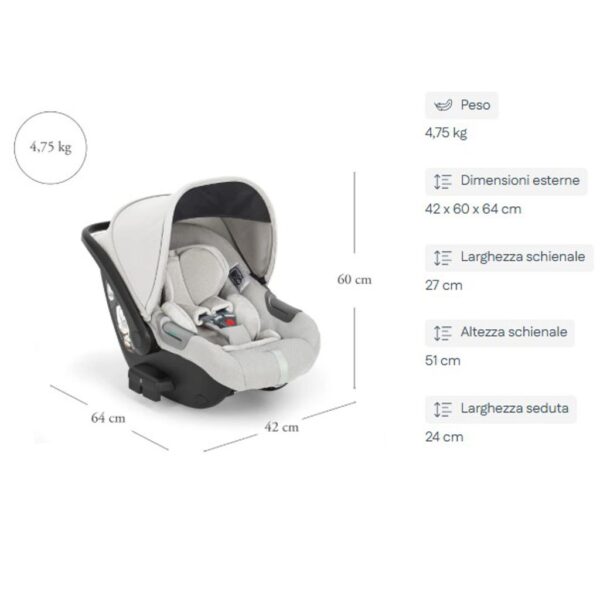 Inglesina Darwin Infant i-Size – Seggiolino Auto Sicuro e Ergonomico per Neonati