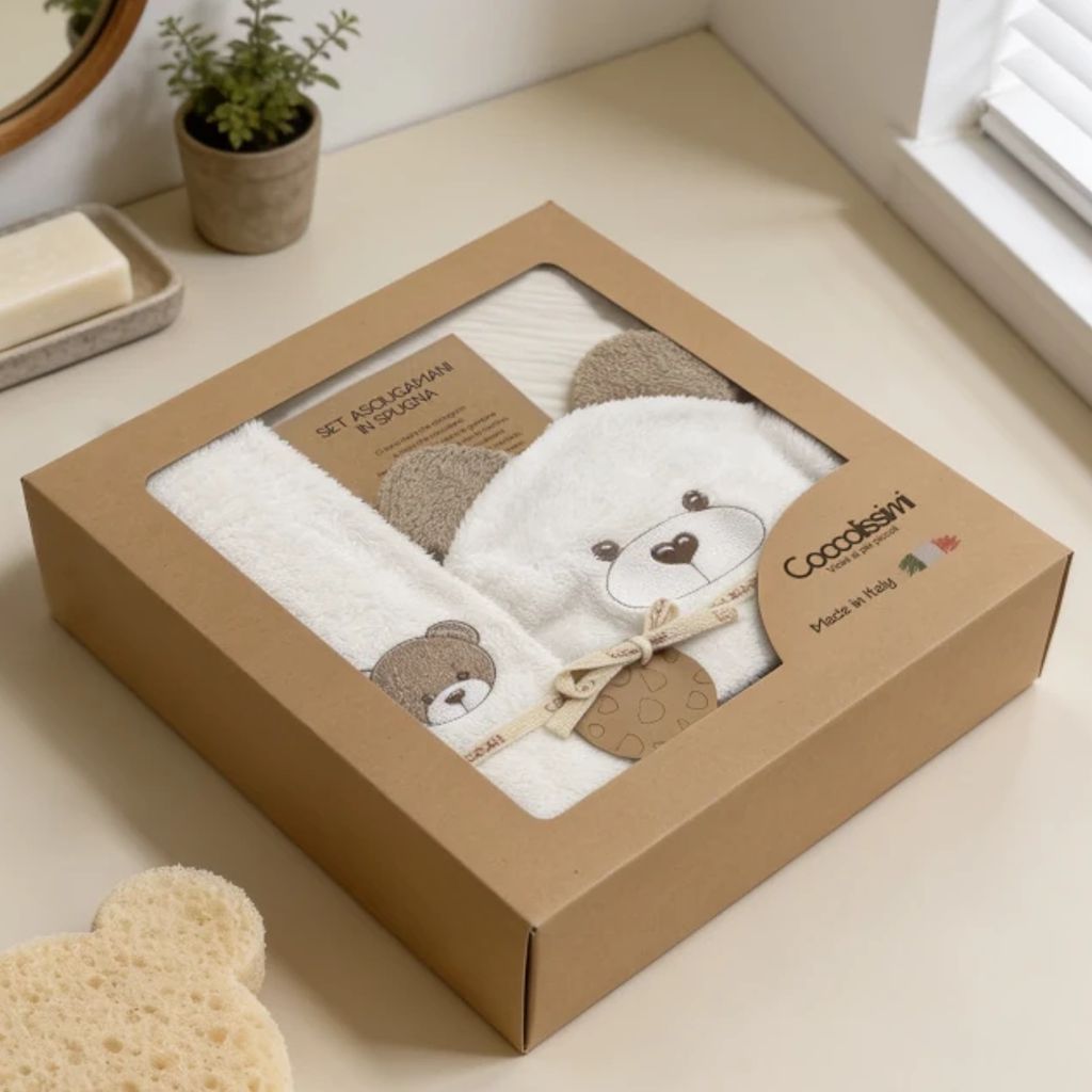 coccolissimi kit asciugamano mokka Coccolissimi Mini Coccole Box Teddy Mokka